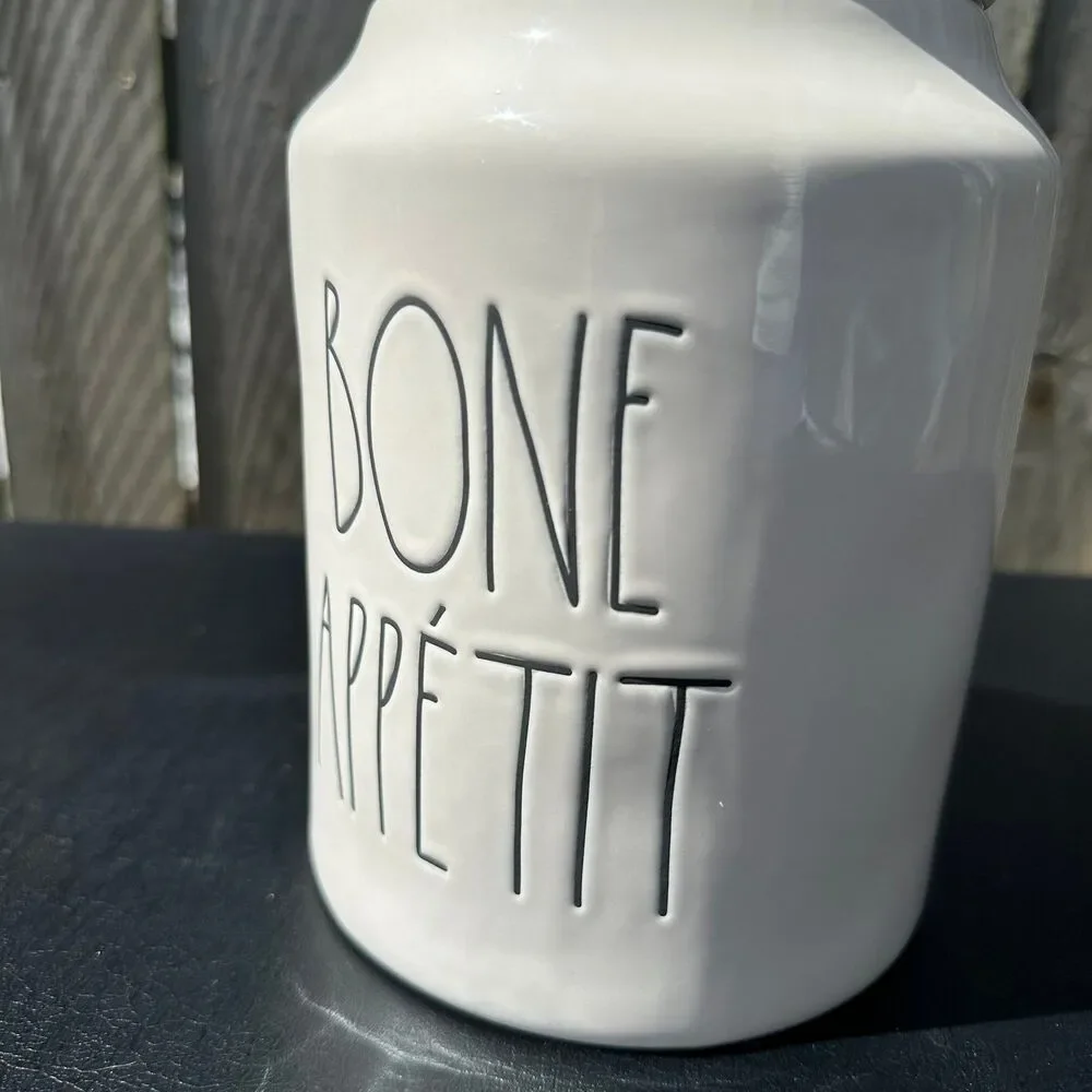 Rae Dunn Ceramic “Bone Appétit” Dog Treat Canister